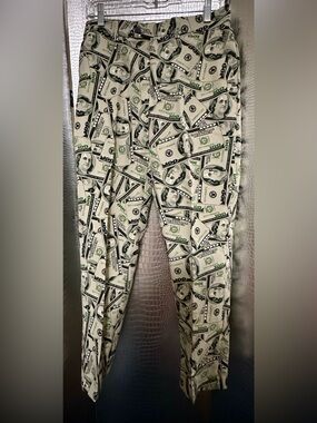 Opposuits Novelty Money-Print Pants Ben Franklin $100 Bill 100% Polyester